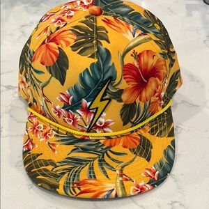 Aviator Nation Tropical Hawaiian Floral Cap with Lightning Bolt